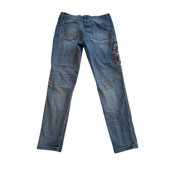 Knox Rose Women's Floral Embroidered Skinny Entubado Denim Jeans Size 12 Boho - Picture 2 of 7